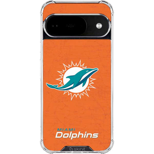 NFL Miami Dolphins Distressed- Orange Google Pixel 10 Clear Case
